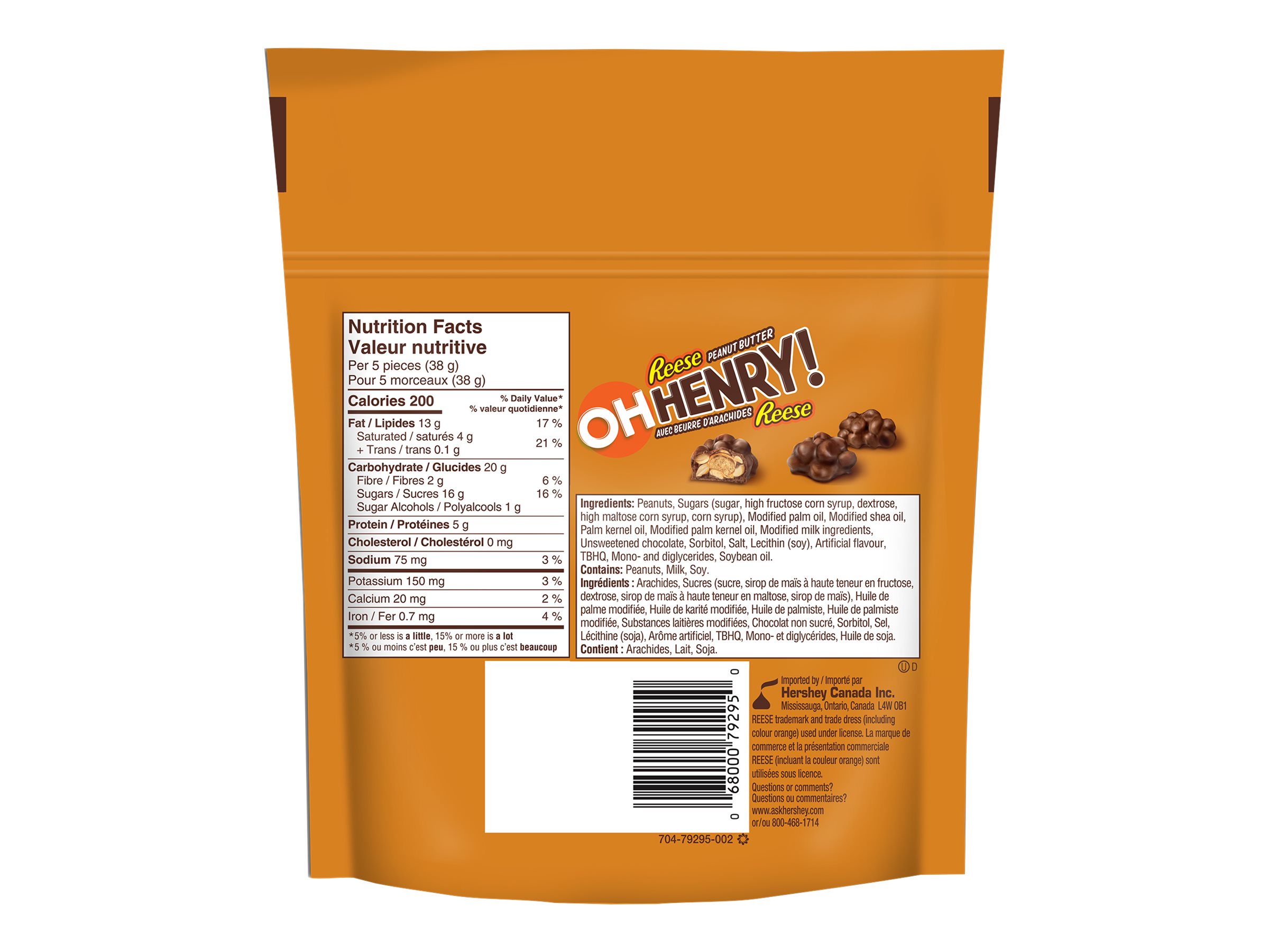 HERSHEY OH HENRY P/BUTTER 180G