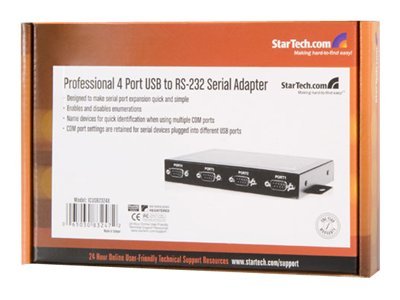 StarTech.com 4 Port USB to Serial Adapter Hub with COM Retention