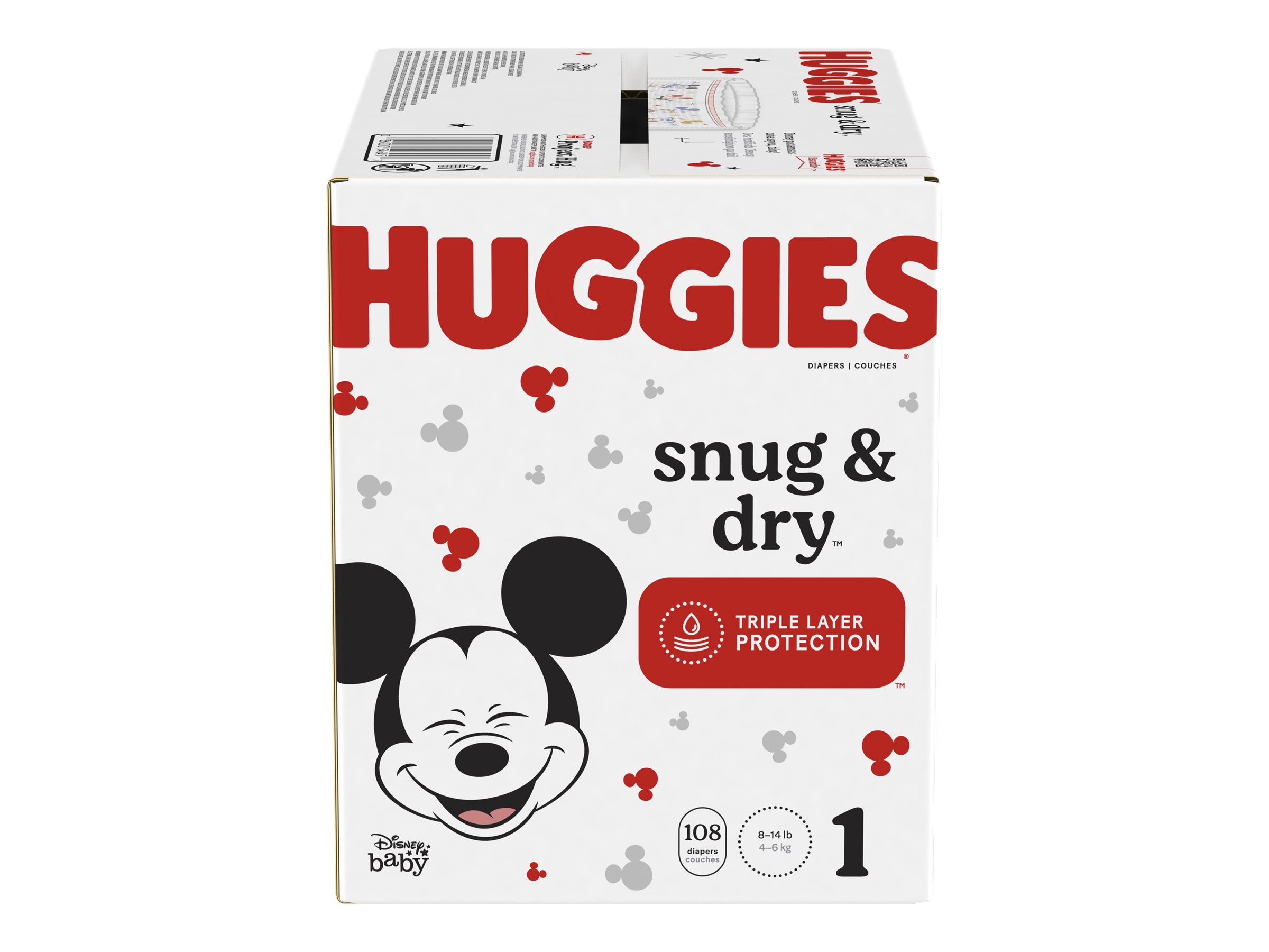 Huggies Snug & Dry Diapers Mickey Mouse Size 1 108s