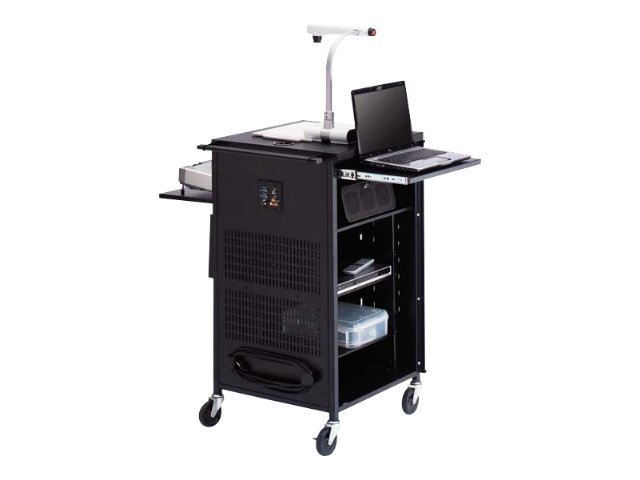 Brettford PAL MUTLIMEDIA AV CART RUBBER CASTERS ELECT BLK