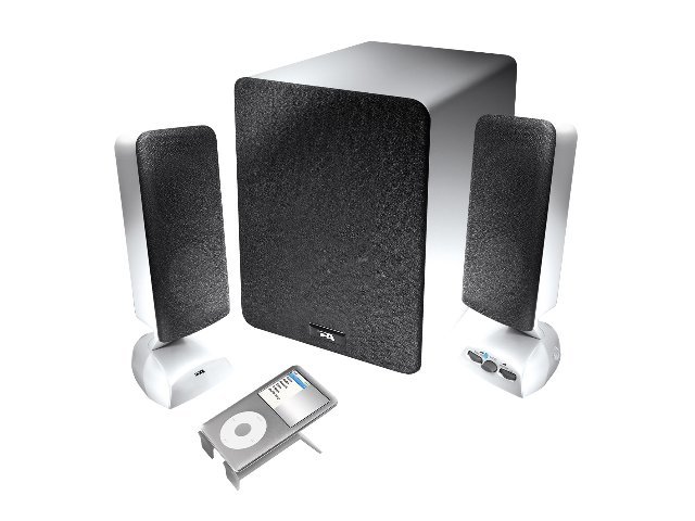 Cyber Acoustics 3 PC SPEAKERS PLATINUM MP-3 CRADLE INCLUDED