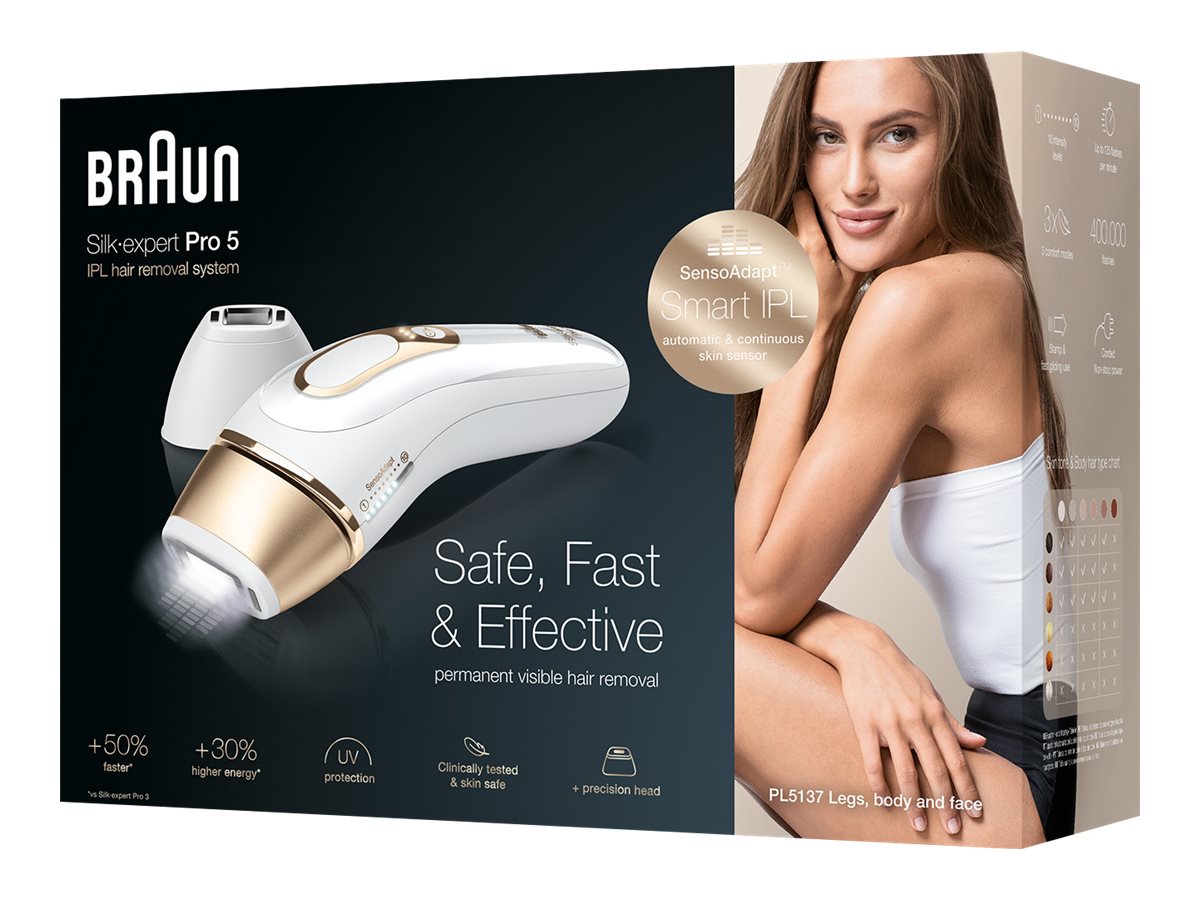 Braun Silk-Expert Pro 5 IPL Hair Removal System - White/Gold - PL5137