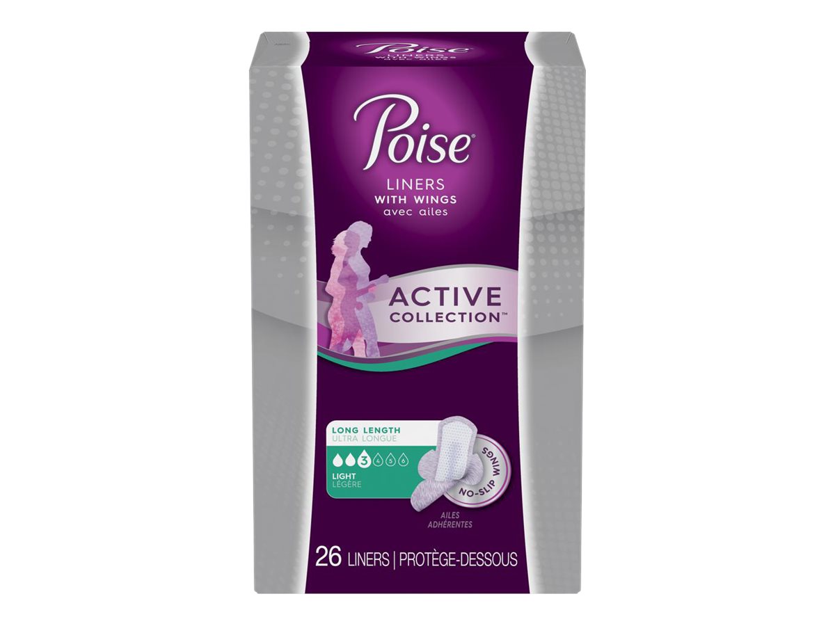 Poise Active Collection Liners with Wings Long 26s London Drugs