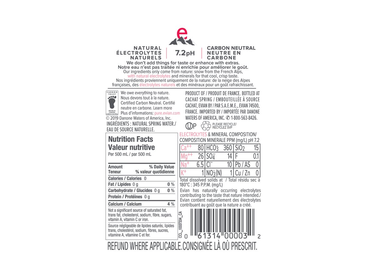 EVIAN NATURAL SPRING WATER 500ML