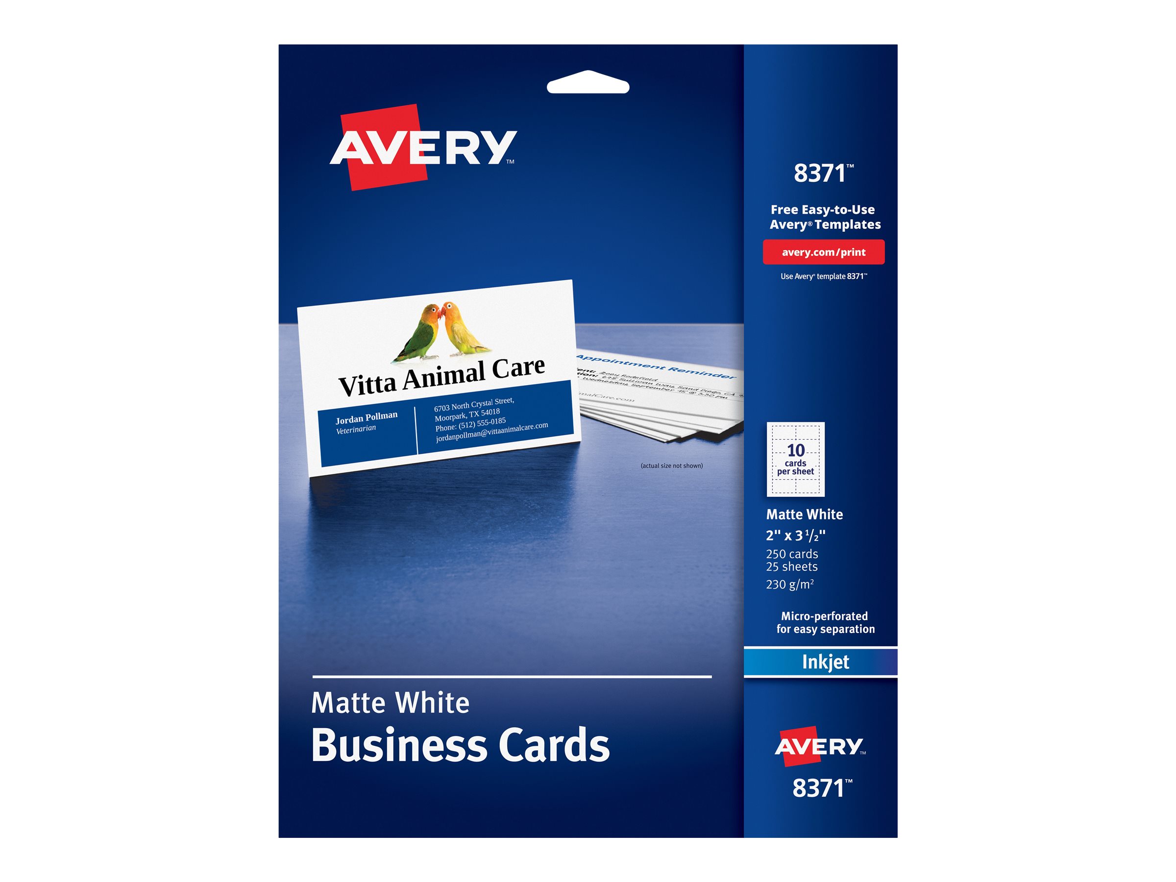 blank avery business card template 8371