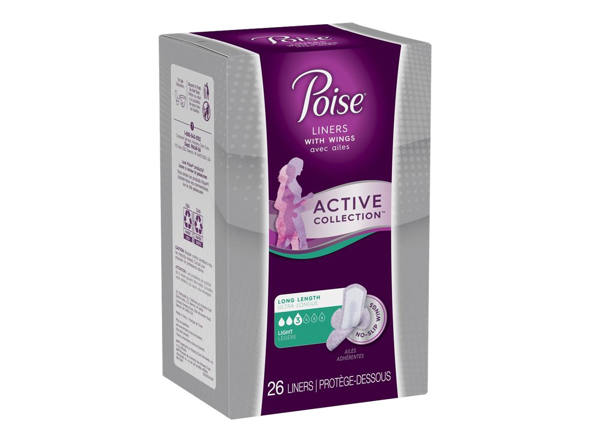 Poise Active Collection Liners with Wings Long 26s London Drugs