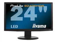 Iiyama ProLite B2475HDS-1 - &Eacute;cran LED - 24" - 1920 x 1080 FullHD - TN - 300 cd/m2 - 1000:1 - 5000000:1 (dynamique) - 2 ms - HDMI, DVI-D, VGA - haut-parleurs - noir - Iiyama ProLite B2475HDS-1