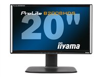 Iiyama ProLite B2008HDS-1 - &Eacute;cran LCD - 20" - 1600 x 900 - TN - 250 cd/m2 - 1000:1 - 30000:1 (dynamique) - 2 ms - DVI-D, VGA - haut-parleurs - noir - Iiyama ProLite B2008HDS-1
