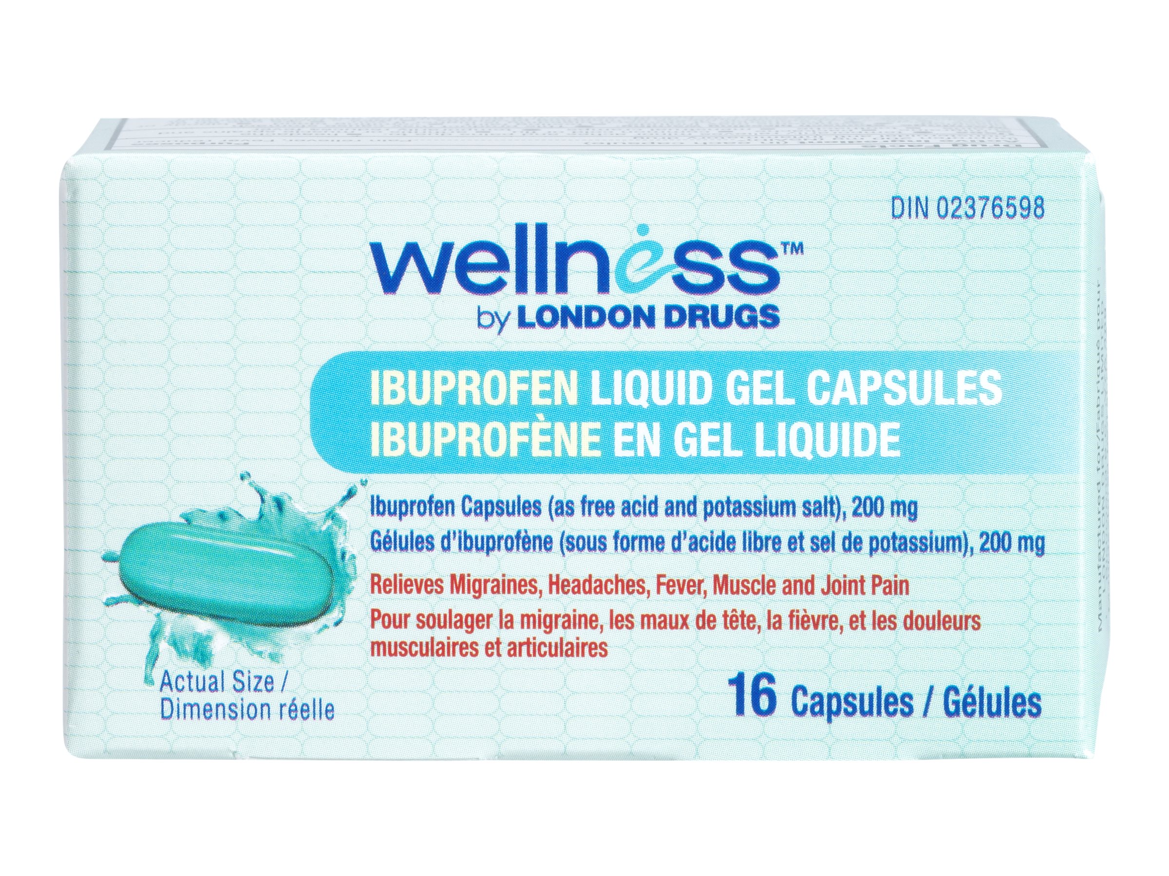 Wellness by London Drugs Ibuprofen Liquid Gel Capsules 200mg 16s