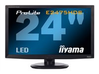 Iiyama ProLite E2475HDS-1 - &Eacute;cran LED - 24" - 1920 x 1080 FullHD - TN - 300 cd/m2 - 1000:1 - 5000000:1 (dynamique) - 2 ms - HDMI, DVI-D, VGA - haut-parleurs - noir - Iiyama ProLite E2475HDS-1