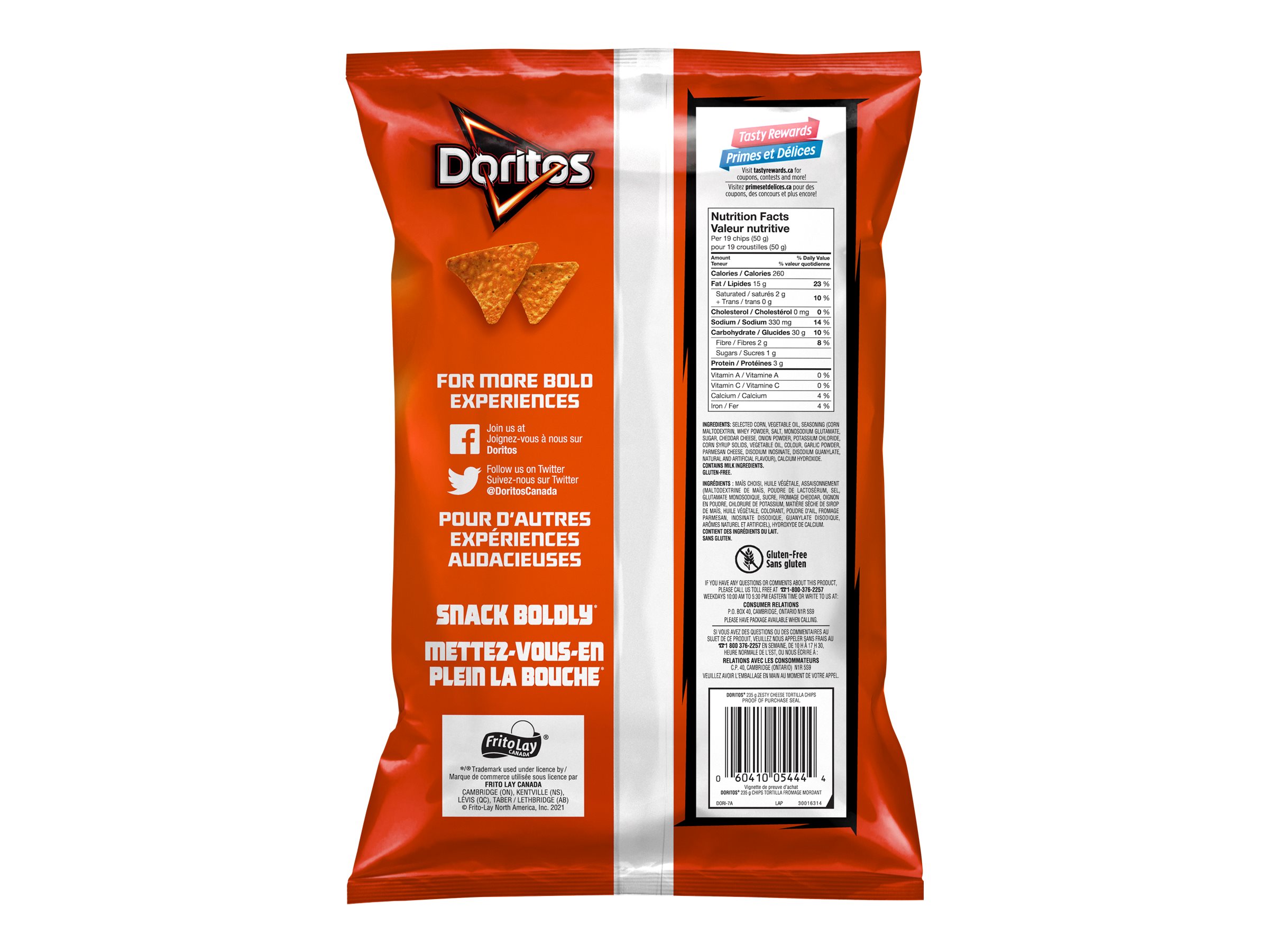 Doritos Tortilla Chips Zesty Cheese 235g
