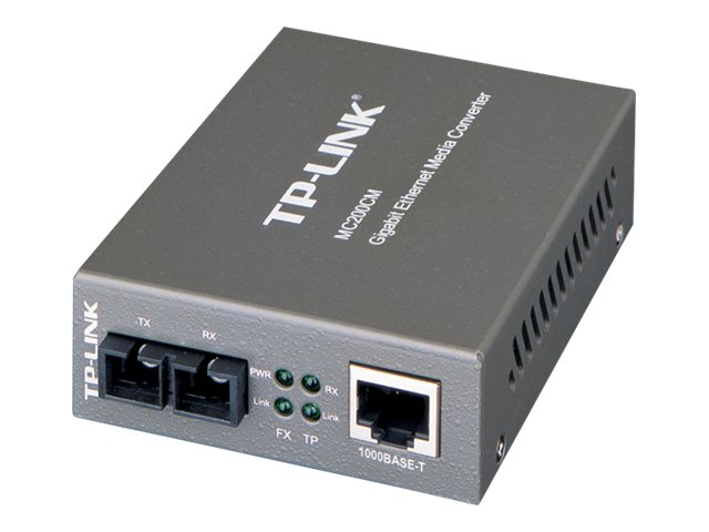TP-LINK MC200CM 10/100/1000 Mbps RJ45 to 1000 Mbps Multi-mode SC Fiber Converter 1× Gigabit SC Port 1× Gigabit RJ45 Port (Auto MDI/
