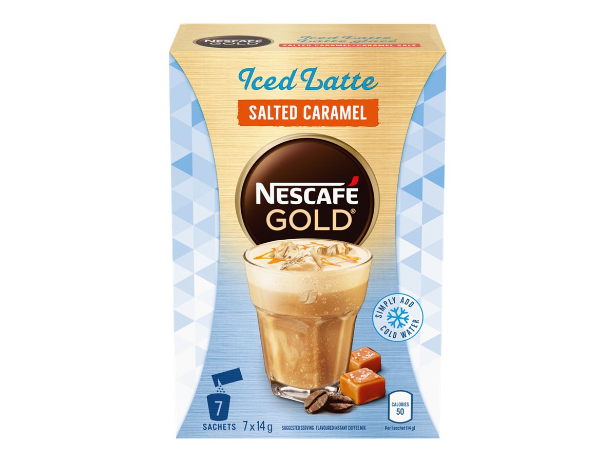 Nescafe Gold Iced Latte Coffee Mix - Salted Caramel - 7 X 14g