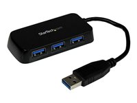 StarTech.com 4-Port USB 3.0 SuperSpeed Hub - Portable Mini Multiport USB Travel Dock - USB Extender Black for Business PC/Mac, laptops (ST4300MINU3B)