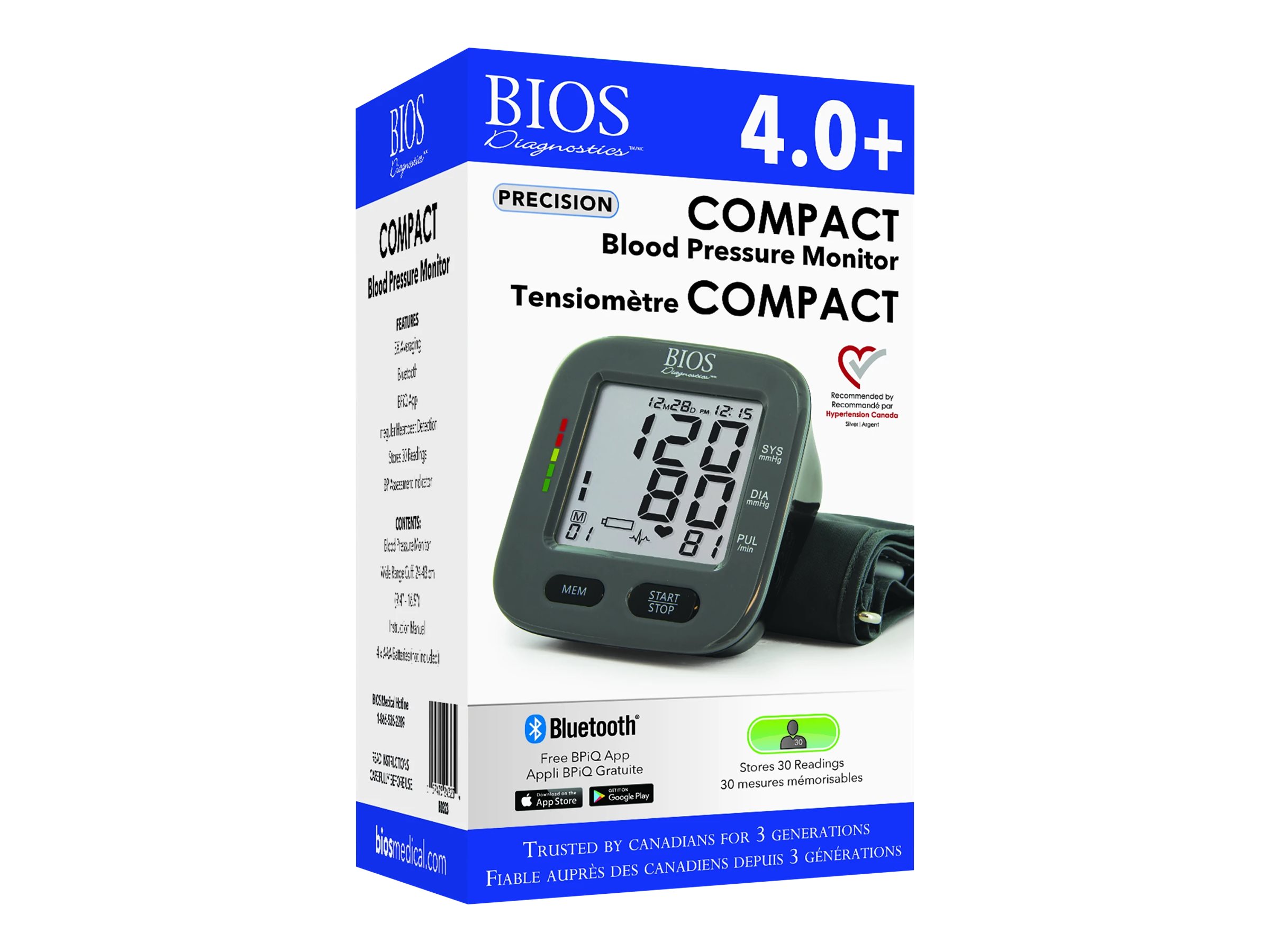 BIOS Diagnostics Precision Series 4.0+ Blood Pressure Monitor Silver