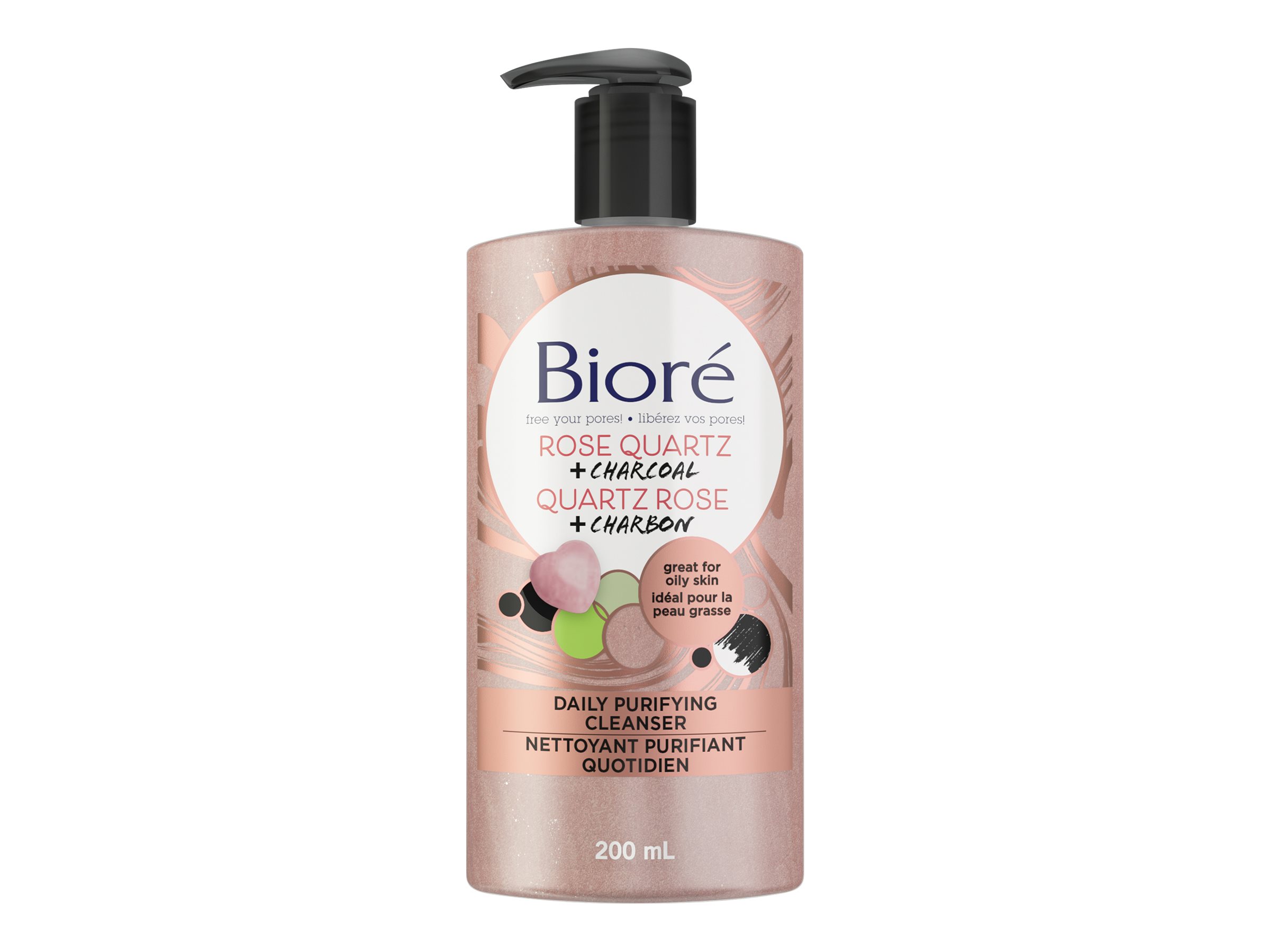 Bioré Rose Quartz + Charcoal Daily Purifying Cleanser 200ml