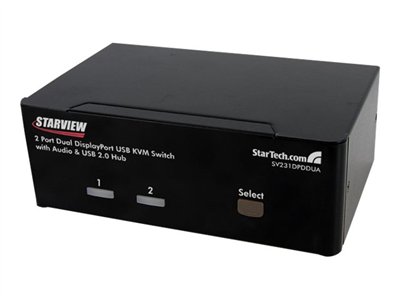 StarTech.com 2 Port Dual DisplayPort USB KVM Switch w/ Audio & USB Hub