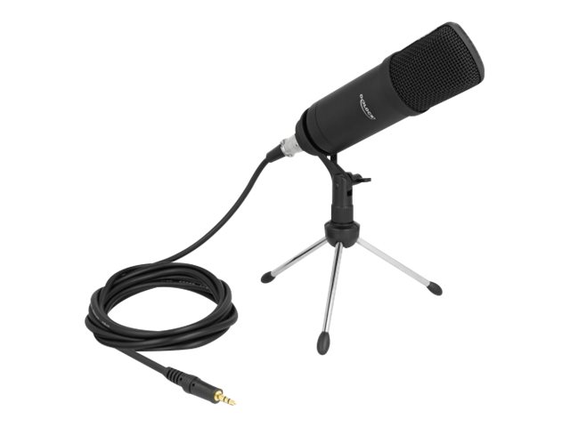 DELOCK Professionelles Computer Podcasting Mikrofon mit XLR Anschluss und 3 Pin Klinkenstecker + Adapterkabel für Smartphone