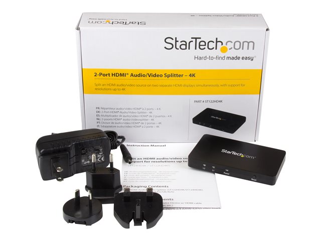 STARTECH.COM 2 Port HDMI 4k Video Splitter - 1x2 HDMI Verteiler mit Aluminiumgehäuse - 4k - 30 Hz