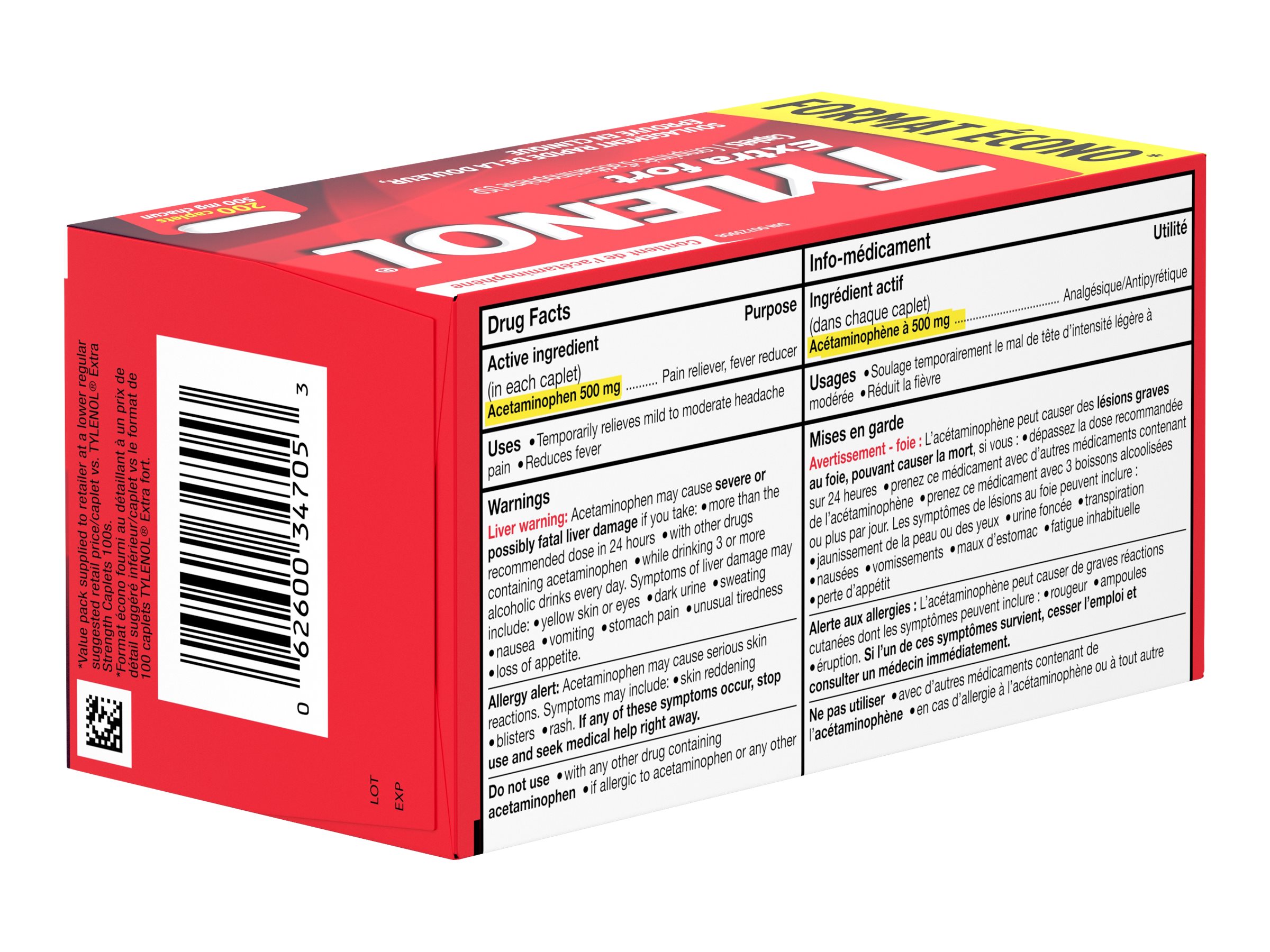 TYLENOL CAPLETS EX STR 200 S
