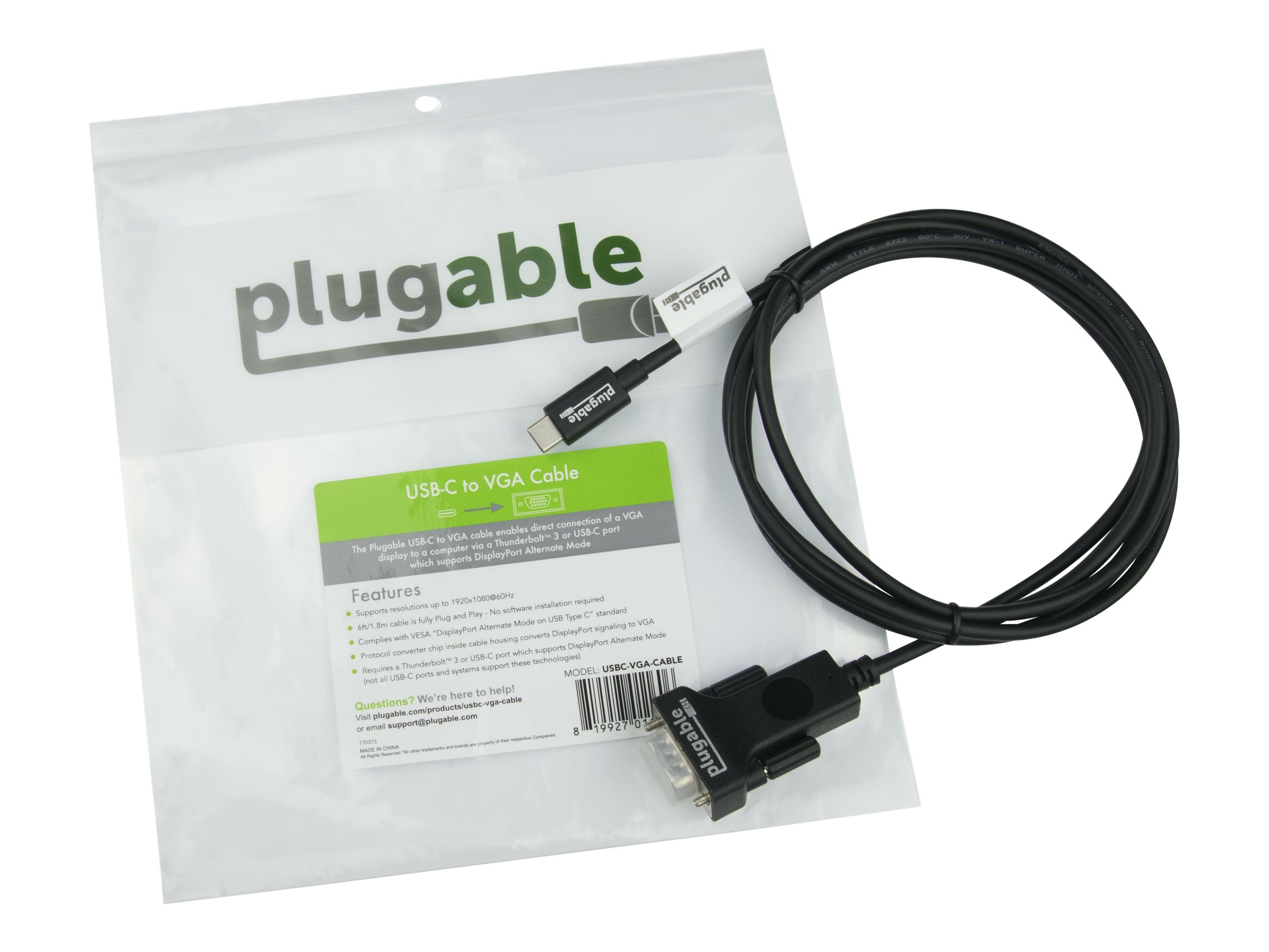 USBC-VGA-CABLE | PLUGABLE