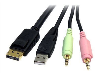 StarTech.com 4-in-1 USB DisplayPort KVM Switch Cable w/ Audio & Microphone