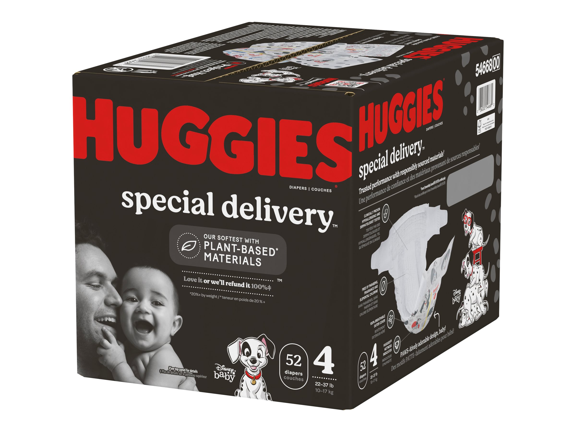 Huggies Special Delivery Diapers 101 Dalmatians Size 4 52s
