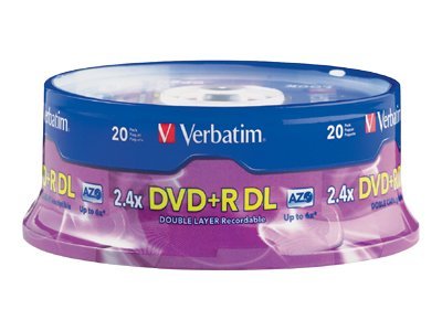 Verbatim 20PK DVD+R 8.5GB DL 8X SPINDLE