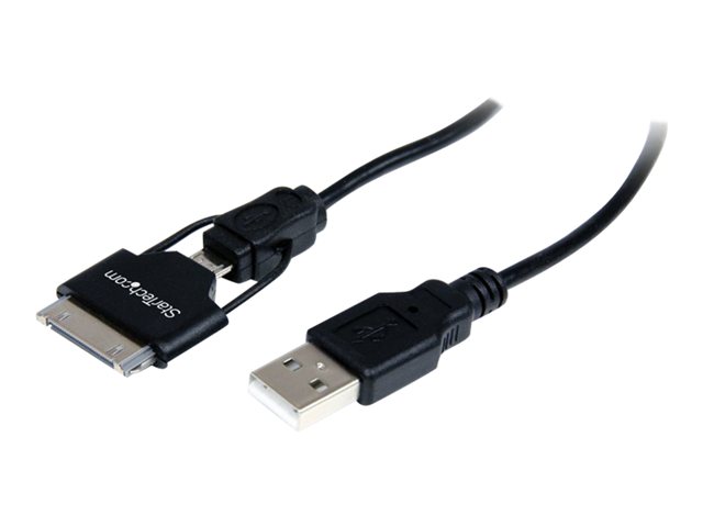 Image of StarTech.com Apple 30-pin Dock Connector or Micro USB to USB Combo Cable - mobile phone charging / data cable - USB - 65 cm