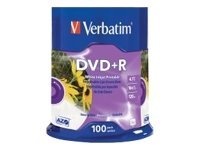 Verbatim 100Pk Dvd+R 4.7Gb 16X Wht Inkjet Printabl