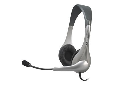 Cyber Acoustics Stereo Headphone/Microphe Ambidextrous Design Sil