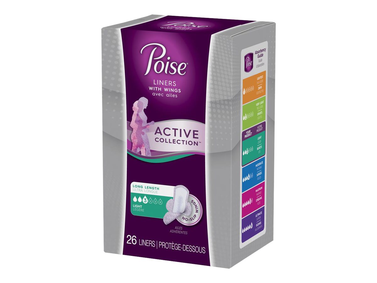 Poise Active Collection Liners with Wings Long 26s London Drugs