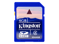 Kingston Flash memory card - 4 GB - Class 4 - SDHC - Flash memory card - 4 GB - Class 4 - SDHC