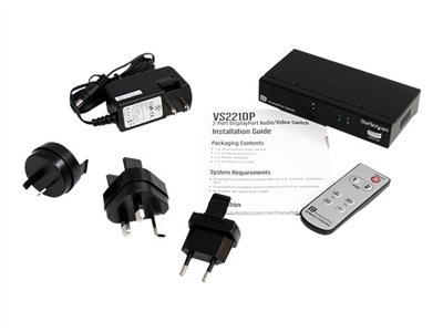 StarTech.com 2 Port DisplayPort Video Switch with Audio & IR Remote Control