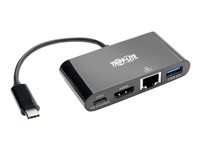 Tripplite Adaptador USB-C a HDMI con Hub USB-A Gigabit Ethe