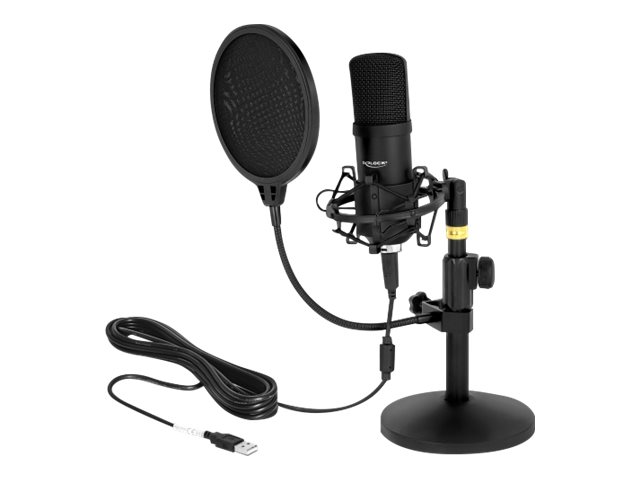 DELOCK Professionelles USB Kondensator Mikrofon Set für Podcasting und Gaming