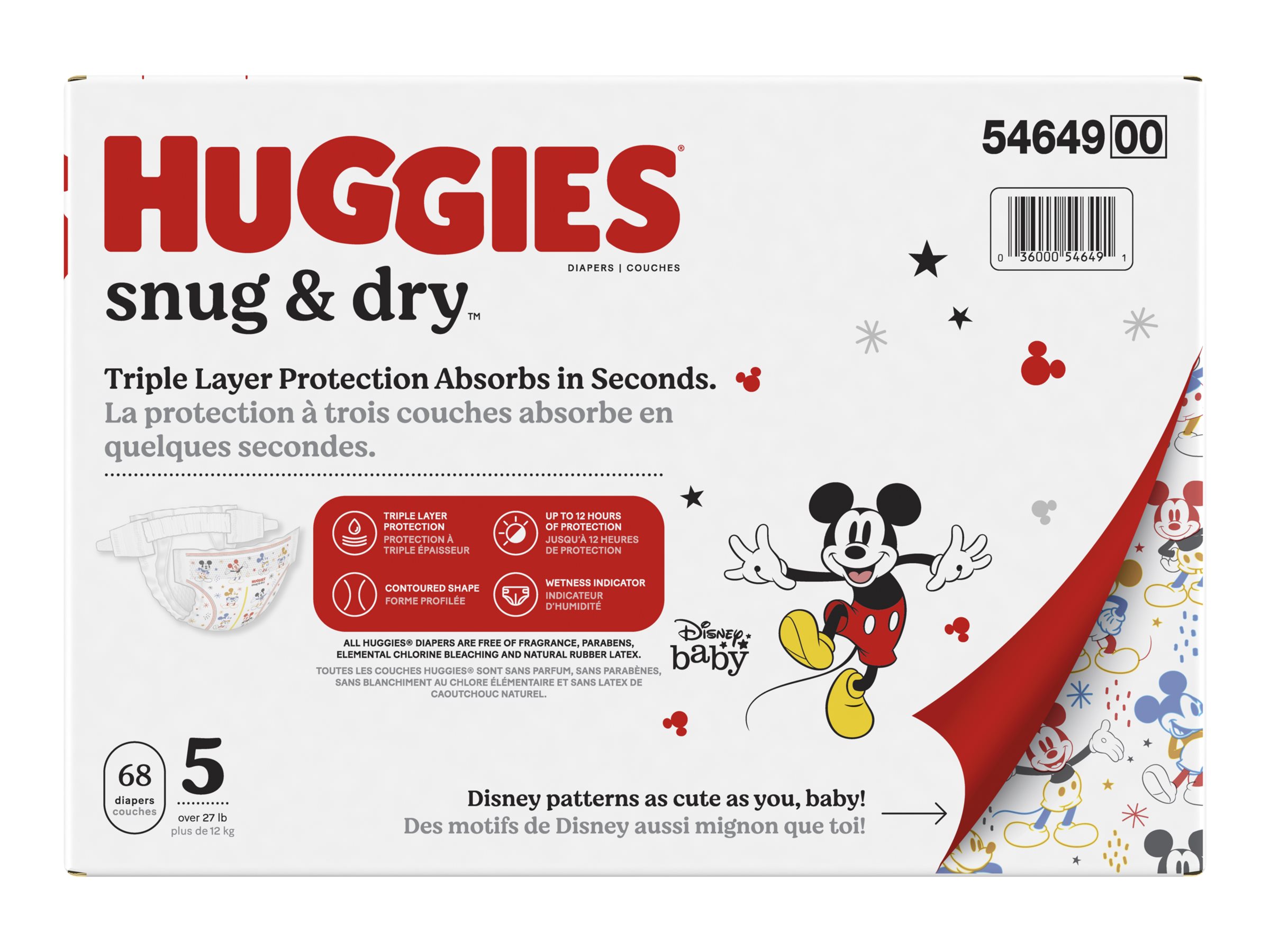 Huggies Snug & Dry Diapers Mickey Mouse Size 5 68s