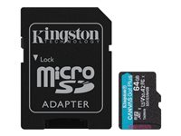 Kingston Canvas Go! Plus - Tarjeta de memoria flash (adaptador microSDXC a SD Incluido) - 64 GB