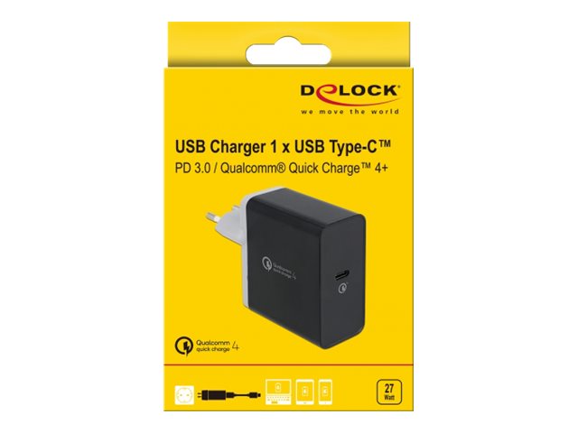 DELOCK USB Ladegerät 1 x USB Type-C PD 3.0 / Qualcomm Quick Charge 4+ mit 27W
