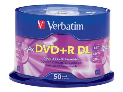 Verbatim 50PK DVD+R DL 8.5GB 2.4X BRANDED SPINDLE