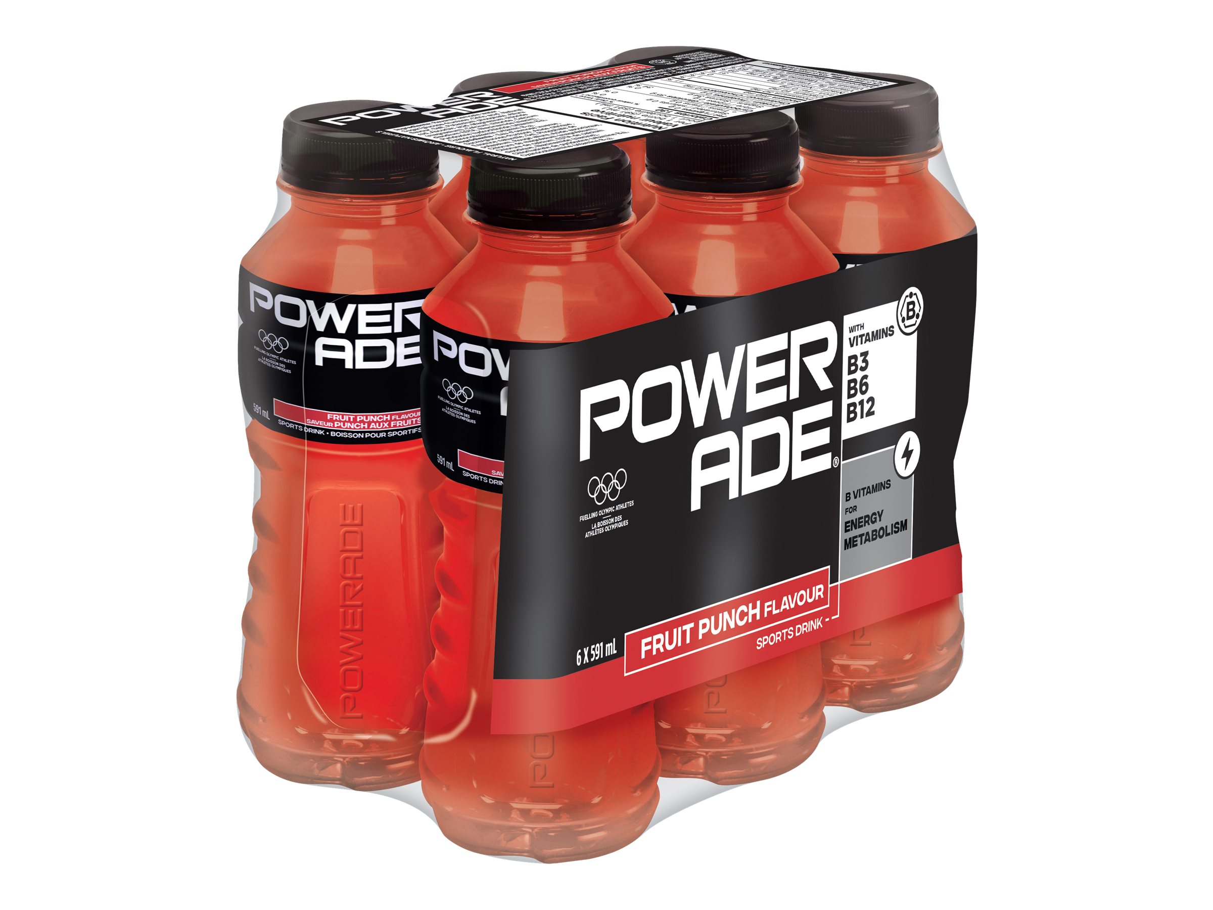 Powerade Flavour Sports Drink Pack - Fruit Punch - 6X591ml 