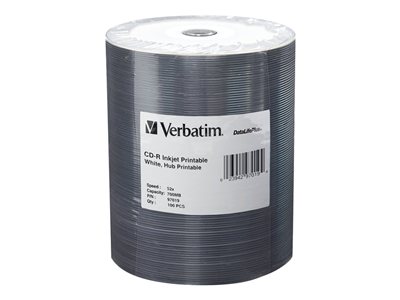Verbatim 100Pk 700Mb Cd-R 52X Wht Ij Hub Prnt Tape