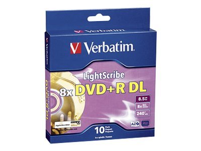 Verbatim 10Pk Lightscribe Dvd+R Dl 8.5Gb 8X Spindle