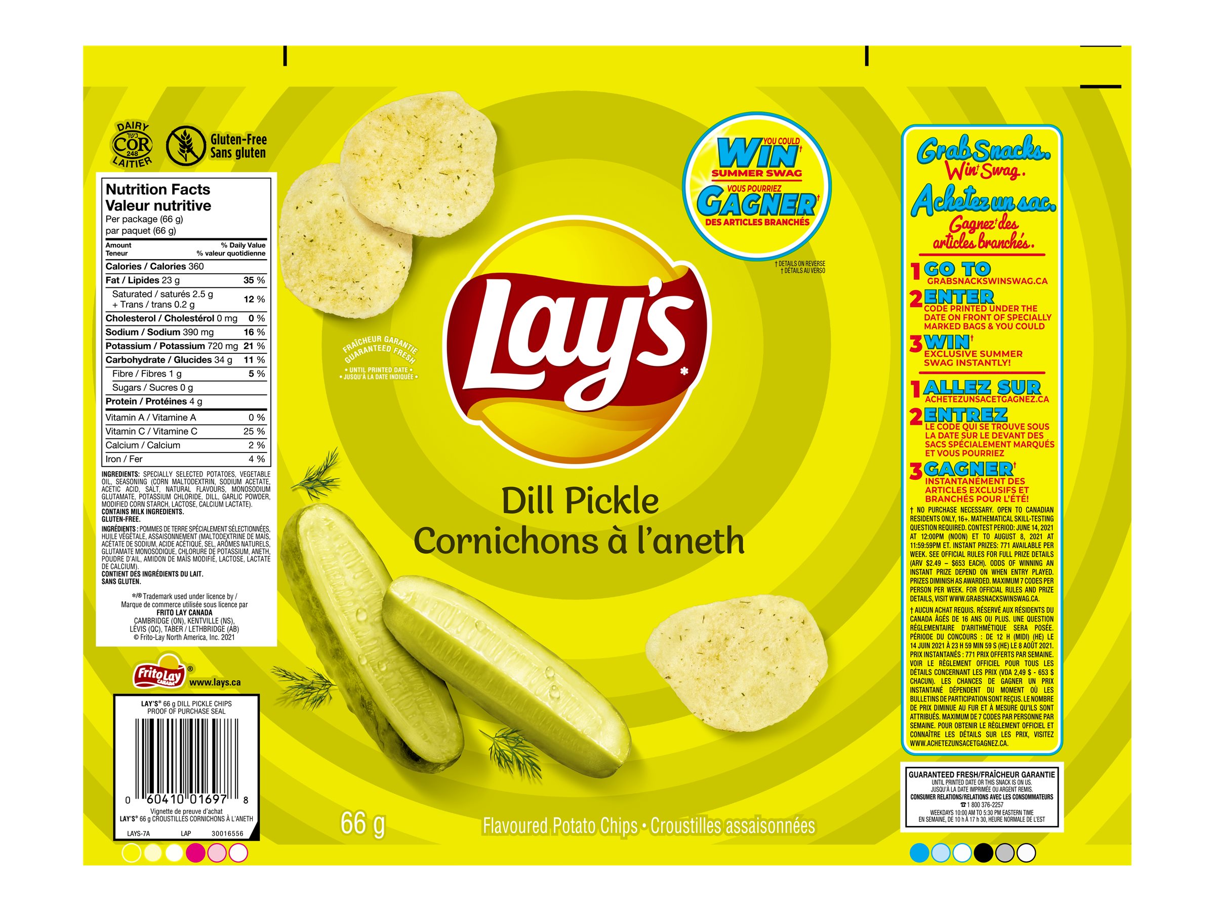 Lay's Potato Chips Dill Pickle 66g