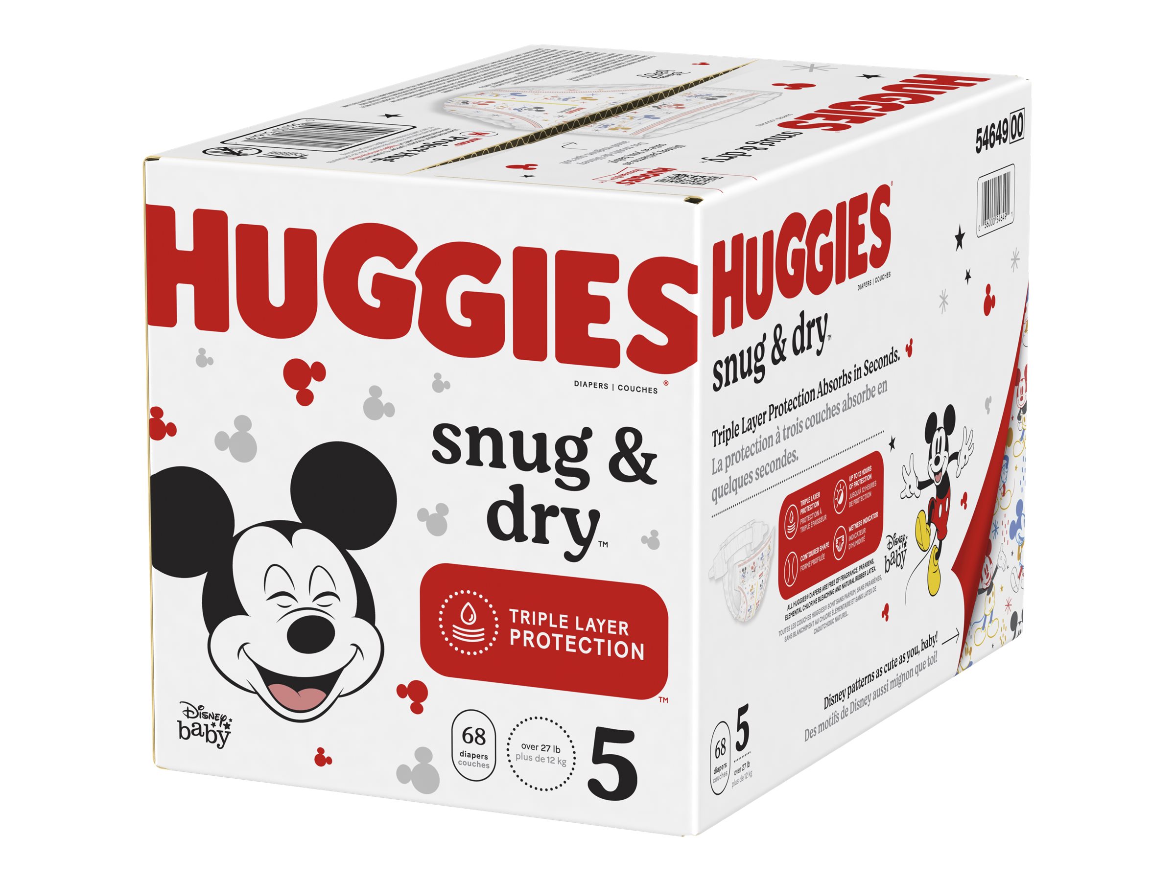 Huggies Snug & Dry Diapers - Mickey Mouse - Size 5 - 68s