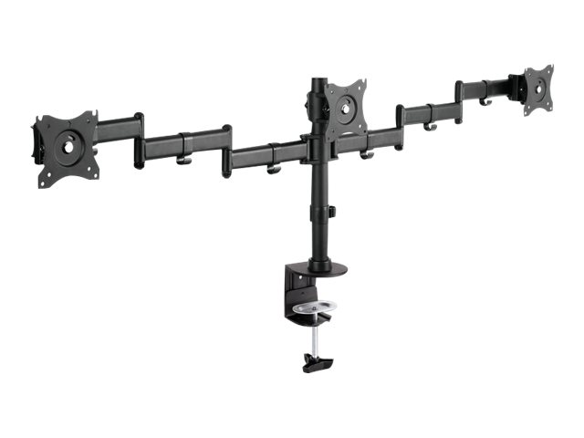 DIGITUS Dreifach Monitor Ständer mit Klemmbefestigung Triplemonitor Tisch-Klemmhalterung schwarz 90ø drehb 30ø neigb 360ø Rotation