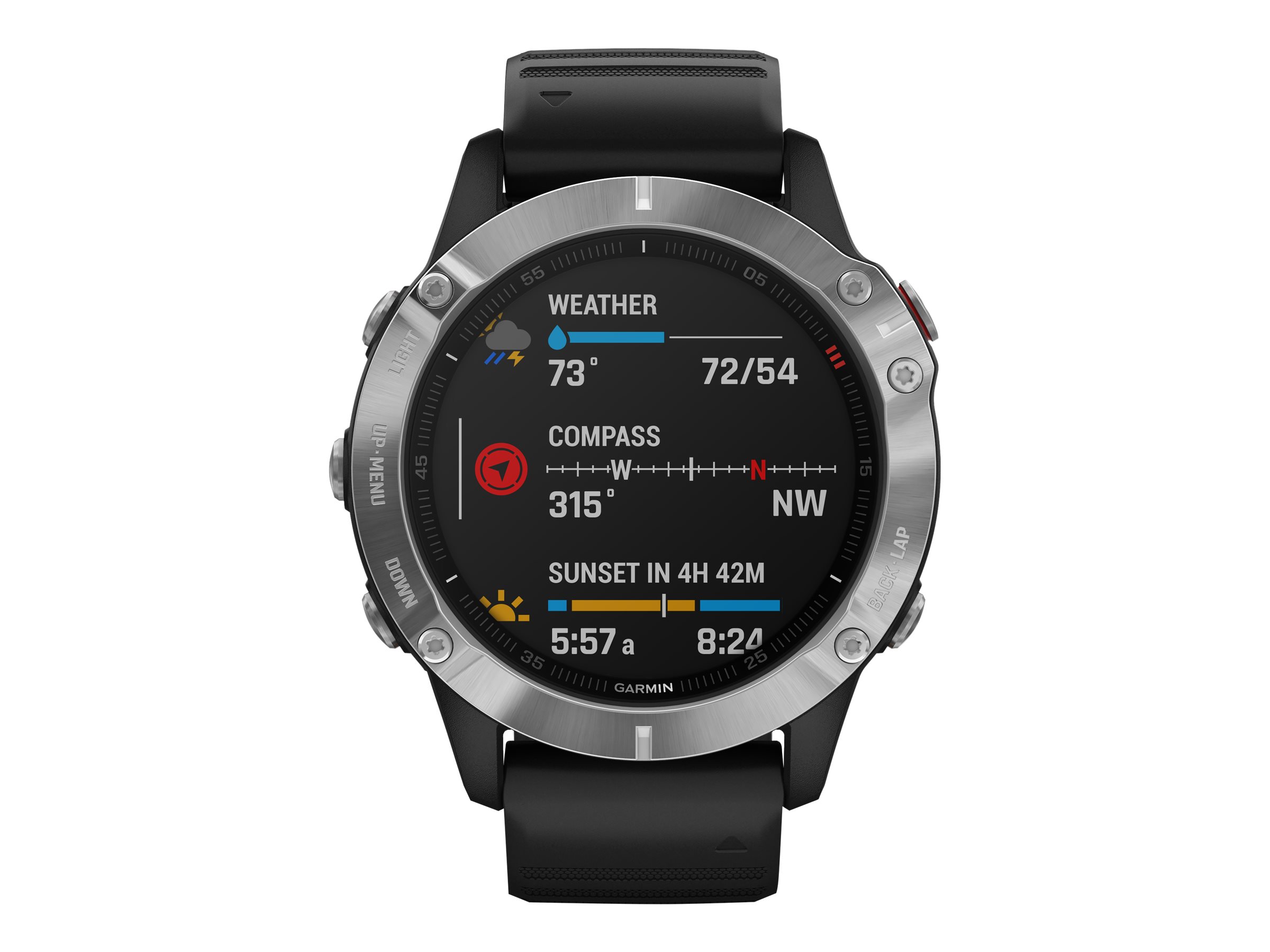 Garmin fenix 6 Multisport GPS Watch - Silver/Black - 100215800