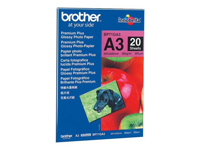 BROTHER BP-71GA3  glänzend  Foto inkjet 260g/m2 A3 20 Blatt 1er-Pack