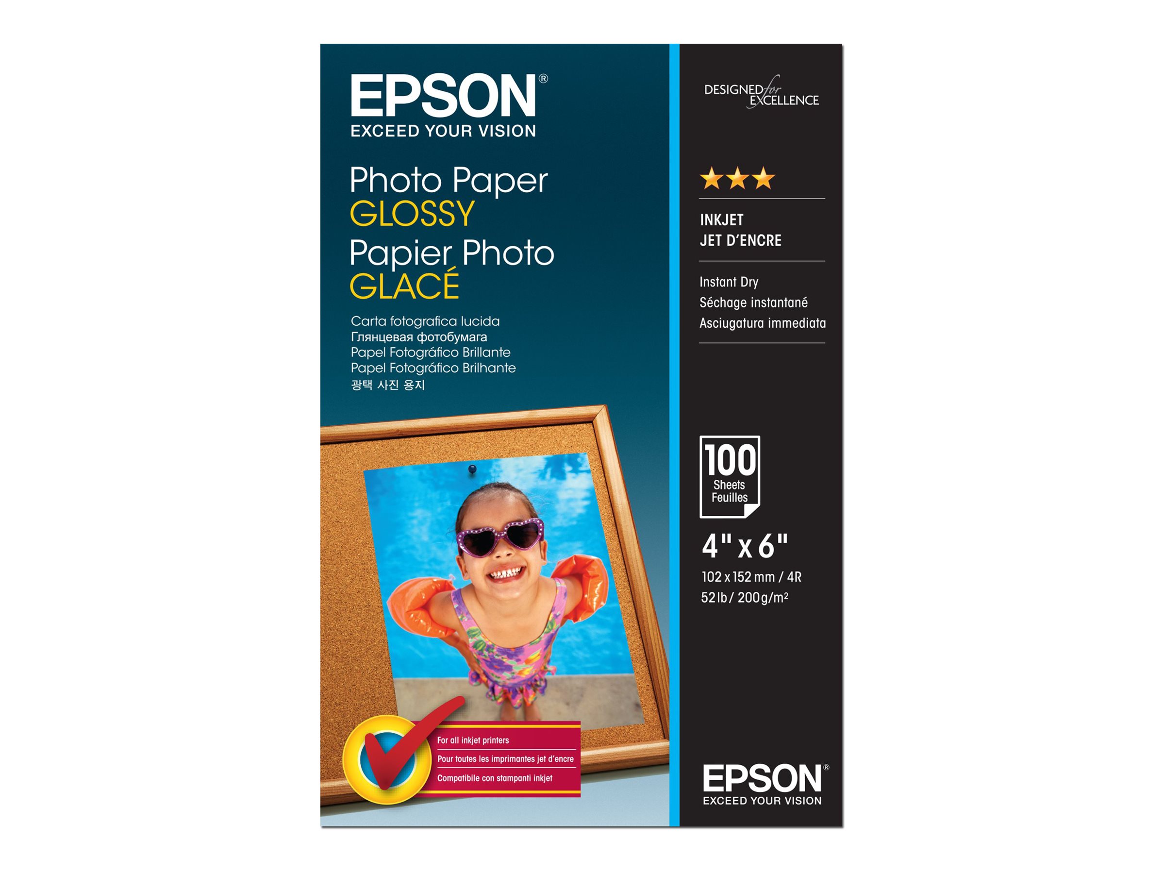 Epson - Brillante - 102 x 152 mm - 200 g/m² - 100 hoja(s) papel fotográfico  brillante - para