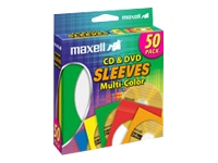 Maxell CD/DVD sleeve - capacity: 1 CD/DVD - multicolor (pack of 50 ) - CD/DVD sleeve - capacity: 1 CD/DVD - multicolor (pack of 50 )
